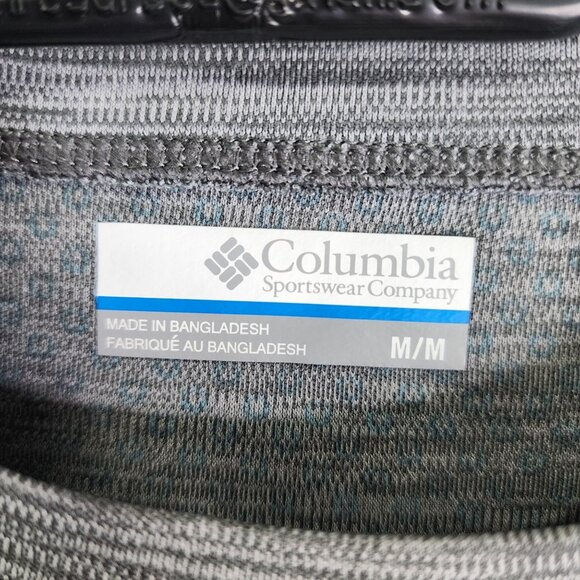 Men's Heather Gray Columbia Shirt Short Sleeve Performance Crew Neck Size M - Picture 6 of 11